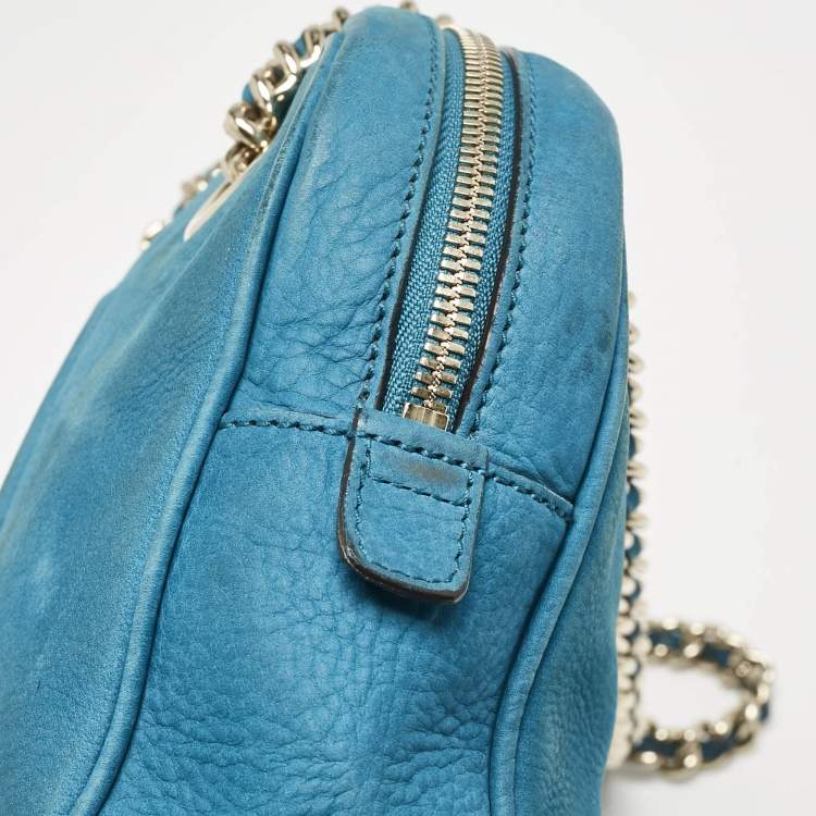 Pre Owned Gucci Blue Nubuck Medium Soho Chain Shoulder Bag