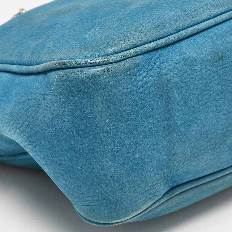 Pre Owned Gucci Blue Nubuck Medium Soho Chain Shoulder Bag