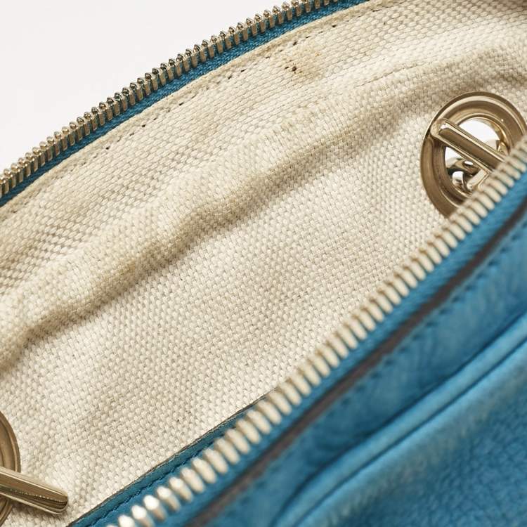 Pre Owned Gucci Blue Nubuck Medium Soho Chain Shoulder Bag