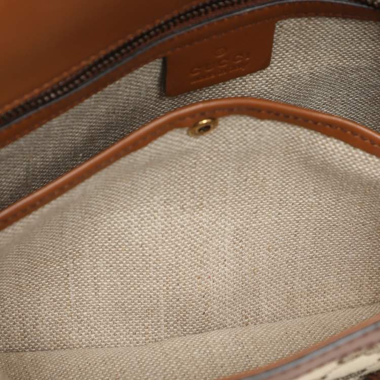 Pre Owned Gucci Beige/Brown GG Canvas and Leather Lady Web Flap Crossbody Bag