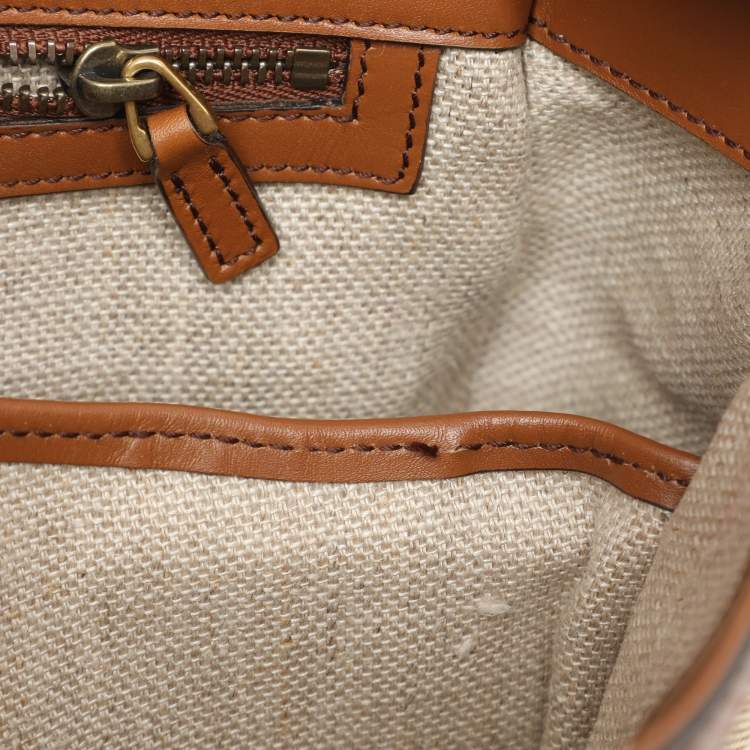 Pre Owned Gucci Beige/Brown GG Canvas and Leather Lady Web Flap Crossbody Bag