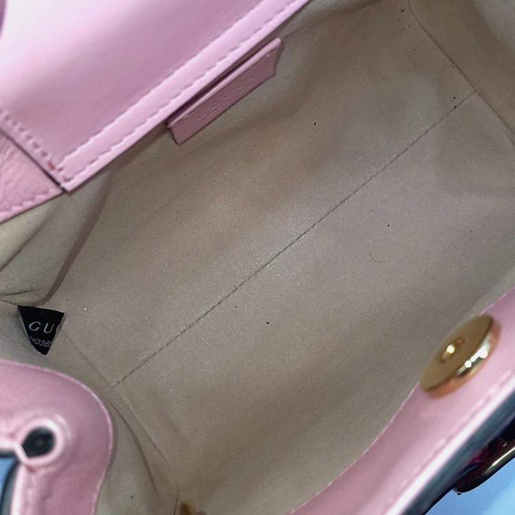 Pre Owned Gucci Pink Leather Diana tote and shoulder bag