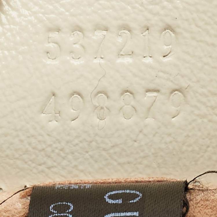 Pre Owned Gucci Off White Leather Large Web Rajah Tote