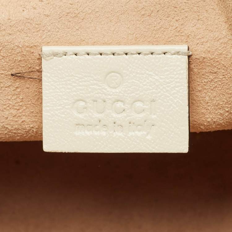 Pre Owned Gucci Off White Leather Large Web Rajah Tote