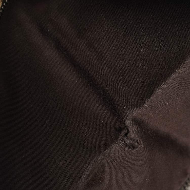 Pre Owned Gucci Dark Brown/Beige GG Canvas Web Double Pocket Belt Bag