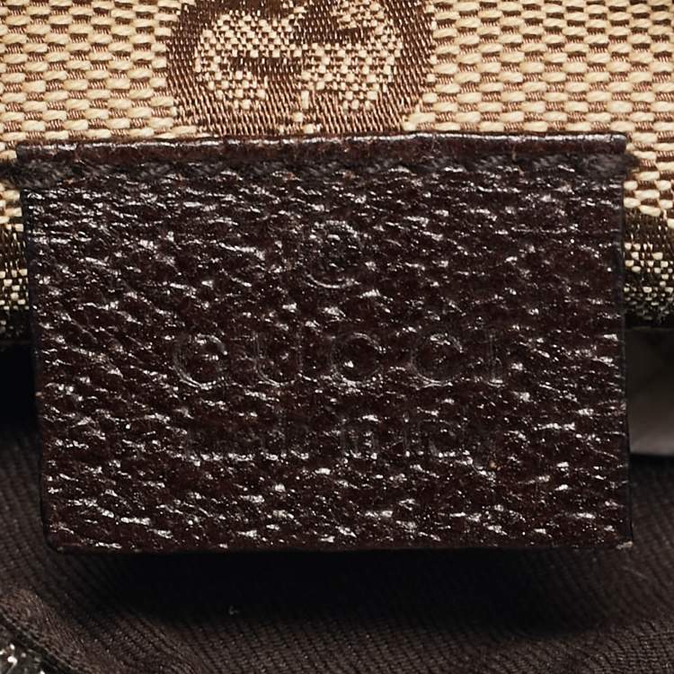 Pre Owned Gucci Dark Brown/Beige GG Canvas Web Double Pocket Belt Bag