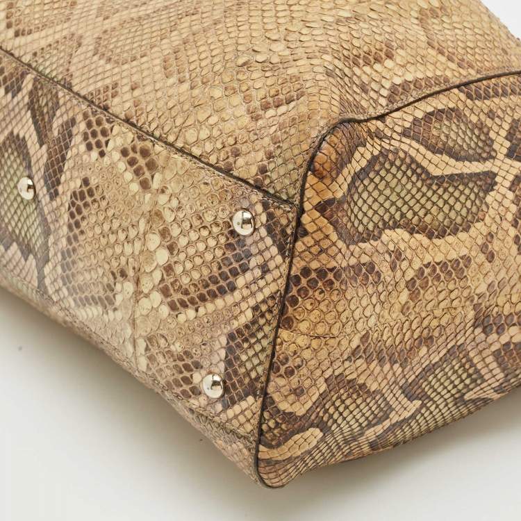 Pre Owned Gucci Beige Python Medium Dubai Exclusive Soho Tote