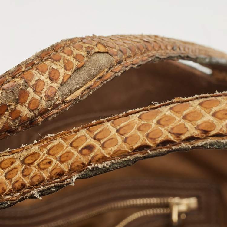Pre Owned Gucci Beige Python Medium Dubai Exclusive Soho Tote