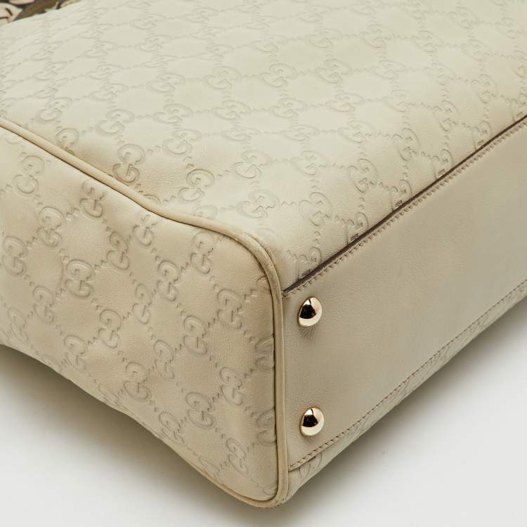 Pre Owned Gucci Cream Guccissima Leather Large Peggy Drawstring Tote