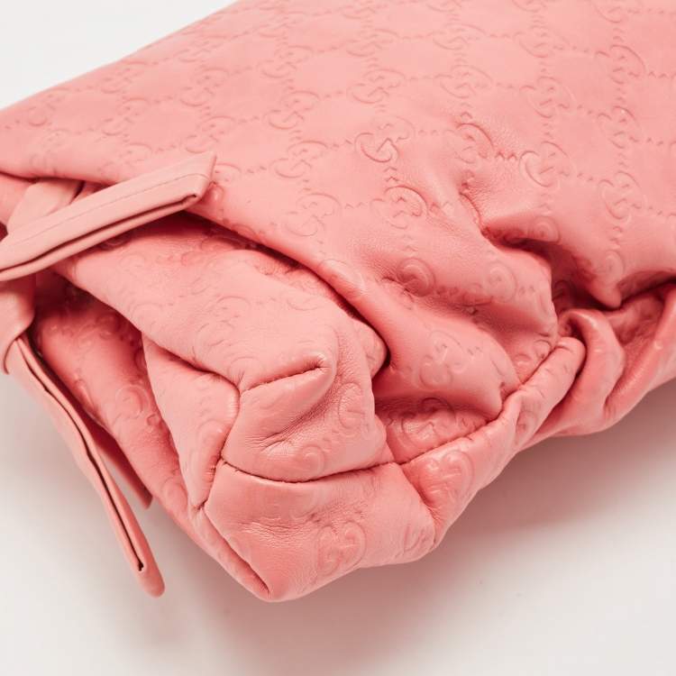 Pre Owned Gucci Pink Guccissima Leather Large Hysteria Clutch