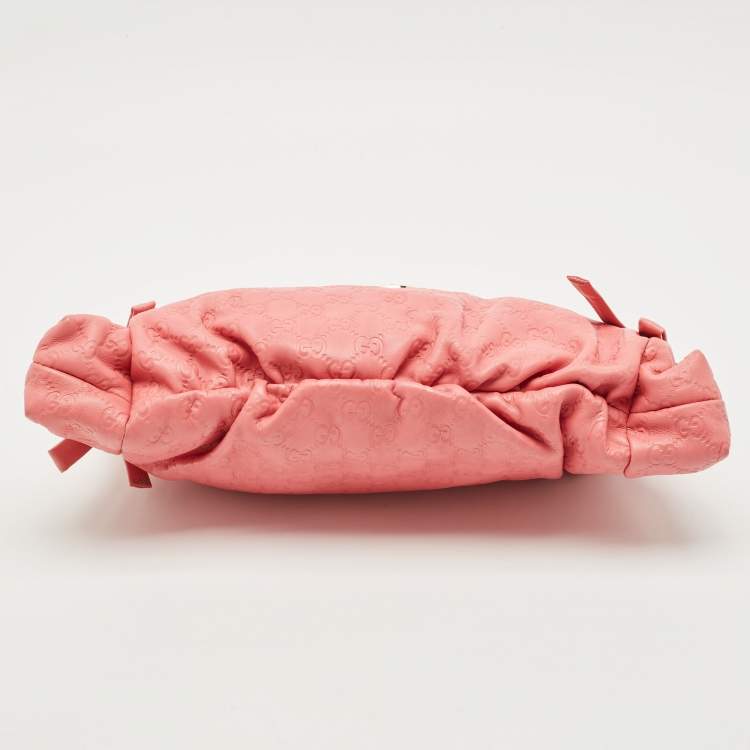 Pre Owned Gucci Pink Guccissima Leather Large Hysteria Clutch
