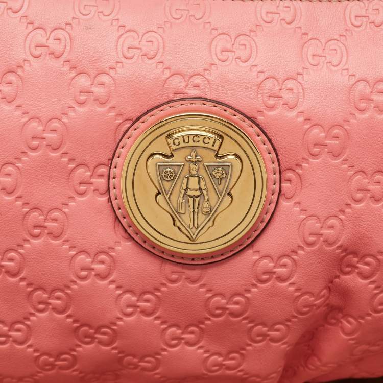 Pre Owned Gucci Pink Guccissima Leather Large Hysteria Clutch