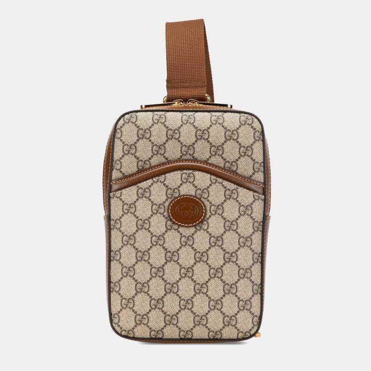 Pre Owned Gucci Brown GG Supreme Interlocking G Sling Bag
