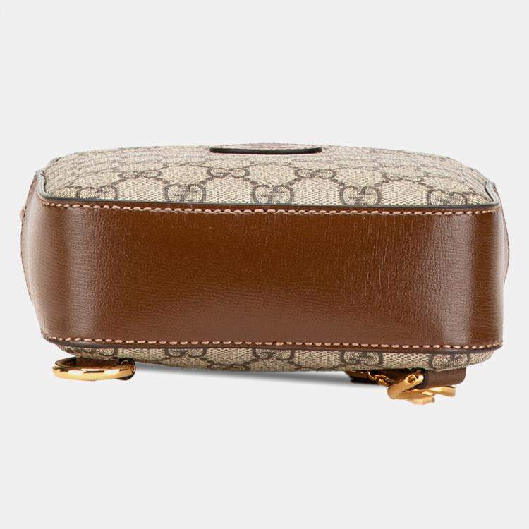 Pre Owned Gucci Brown GG Supreme Interlocking G Sling Bag