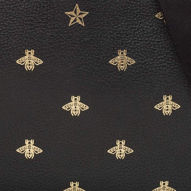Pre Owned Gucci Black Leather Bee Star Messenger Bag