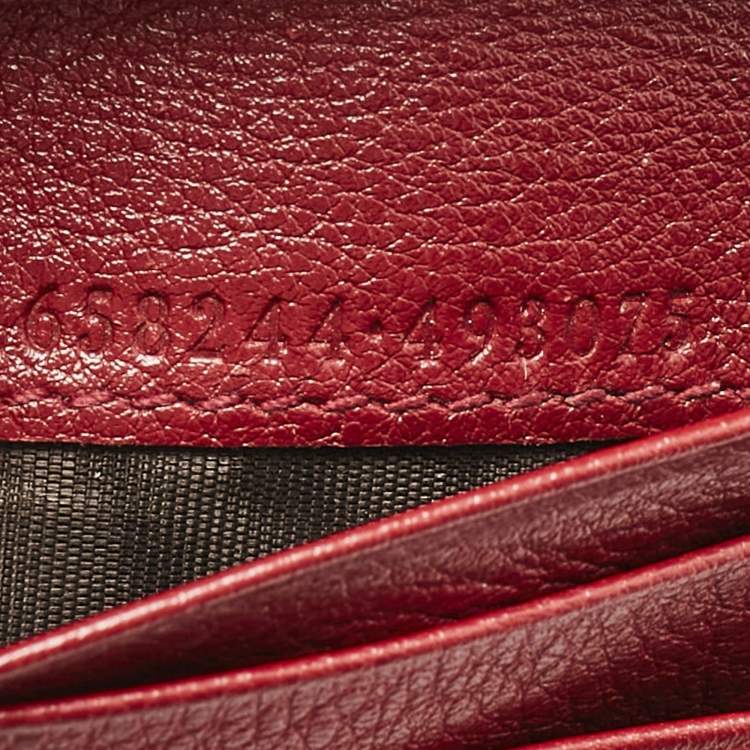 Pre Owned Gucci Burgundy Leather Bamboo Diana Card Case