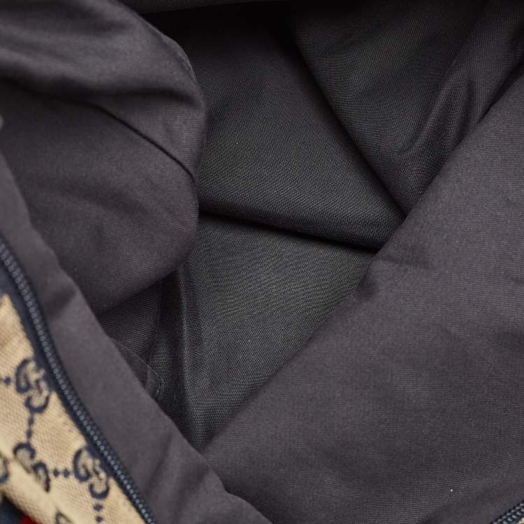 Pre Owned Gucci Blue/Beige GG Canvas Vertical Shopper Tote