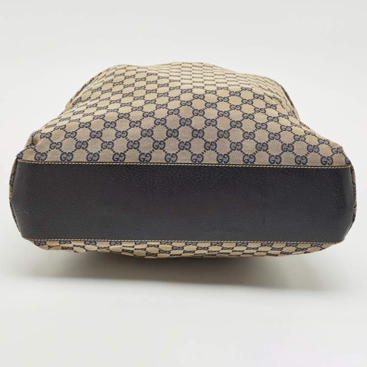 Pre Owned Gucci Blue/Beige GG Canvas Vertical Shopper Tote