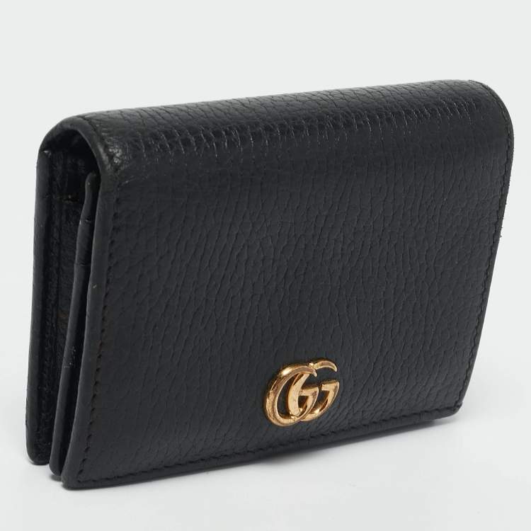 مملوكة مسبقًا Gucci Black Leather GG Marmont Flap Card Case