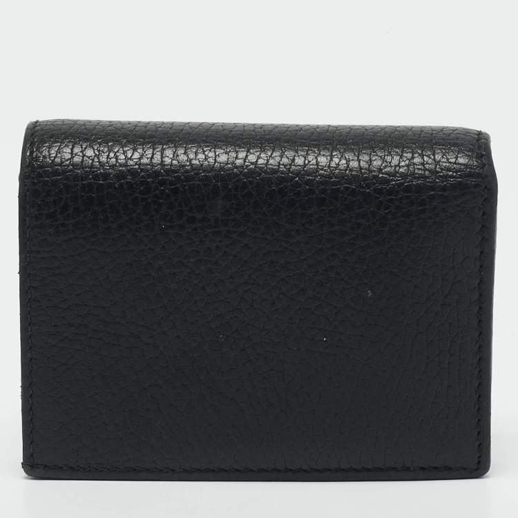 مملوكة مسبقًا Gucci Black Leather GG Marmont Flap Card Case