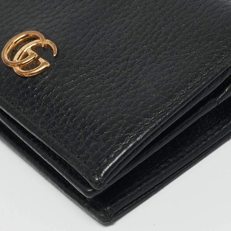 مملوكة مسبقًا Gucci Black Leather GG Marmont Flap Card Case
