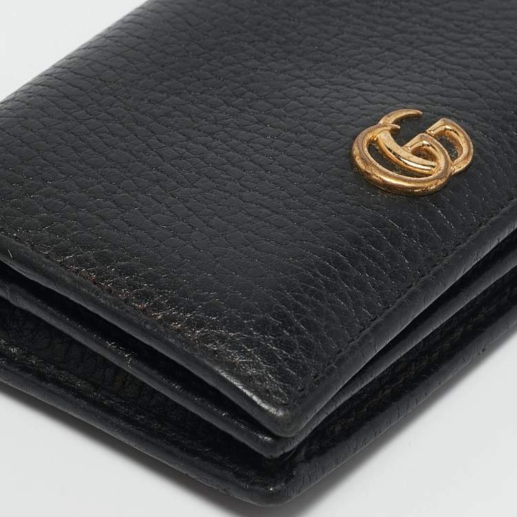 مملوكة مسبقًا Gucci Black Leather GG Marmont Flap Card Case