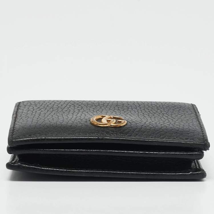 مملوكة مسبقًا Gucci Black Leather GG Marmont Flap Card Case