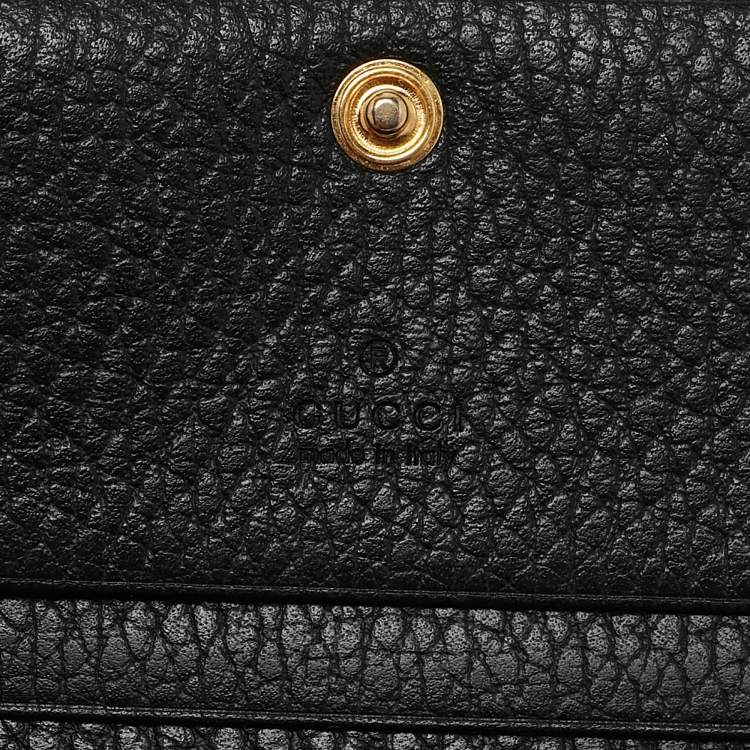 مملوكة مسبقًا Gucci Black Leather GG Marmont Flap Card Case