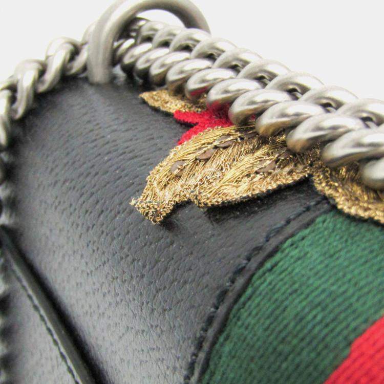 Pre Owned Gucci Black Leather Dionysus Flower Shoulder Bag