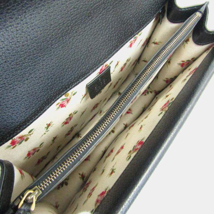 Pre Owned Gucci Black Leather Dionysus Flower Shoulder Bag