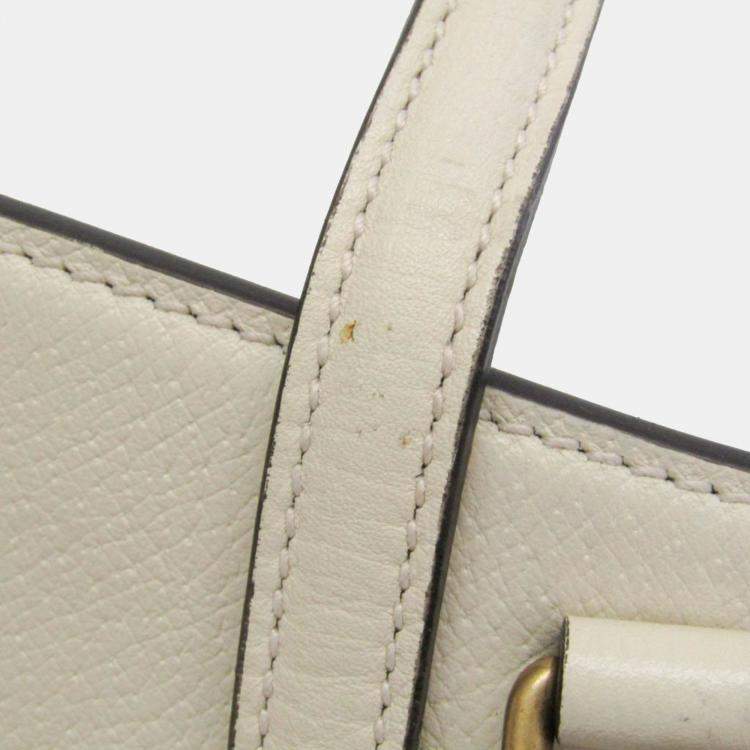 Pre Owned Gucci White Leather Sherry Line Totem Butterfly Shoulder Bag