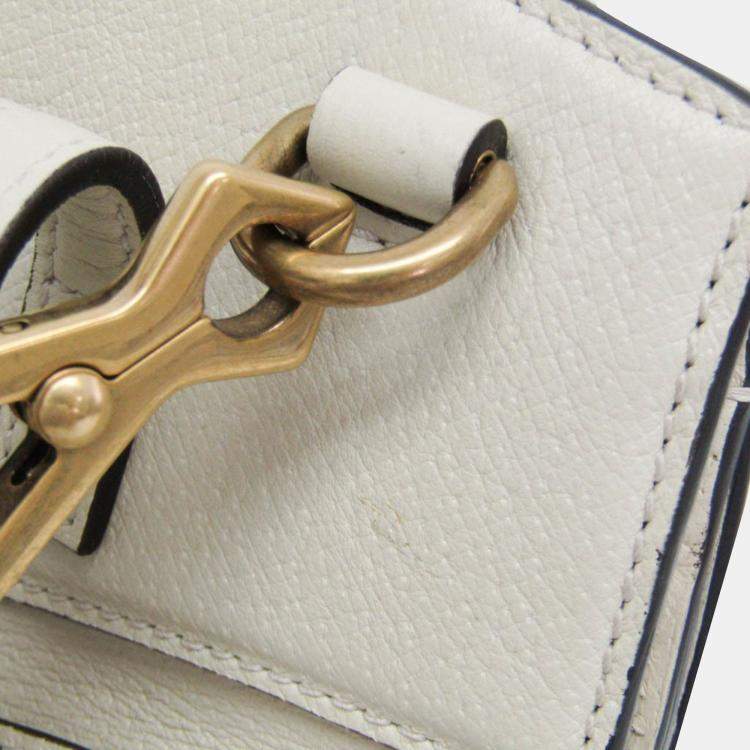 Pre Owned Gucci White Leather Sherry Line Totem Butterfly Shoulder Bag