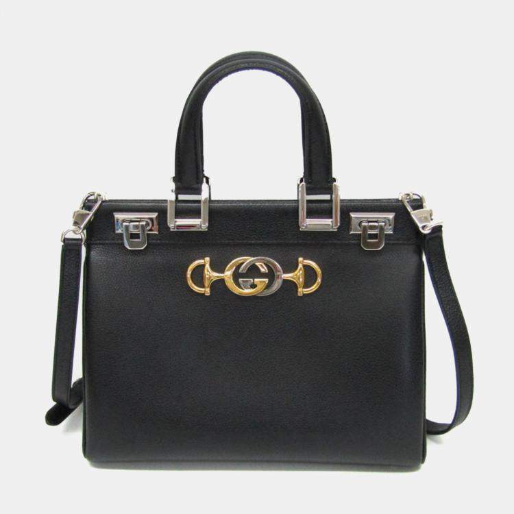 Pre Owned Gucci Black Leather Zumi Shoulder Bag