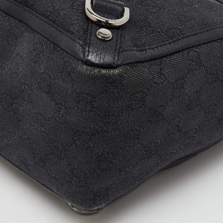 Pre Owned Gucci Black GG Canvas and Leather Abbey D-Ring Shopper Tote