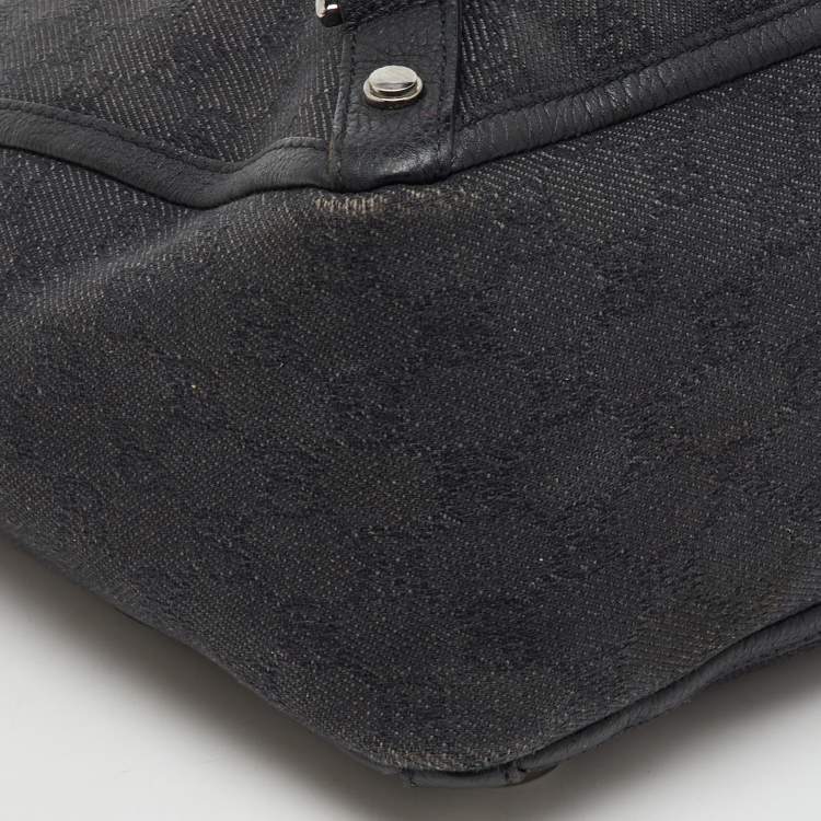 Pre Owned Gucci Black GG Canvas and Leather Abbey D-Ring Shopper Tote