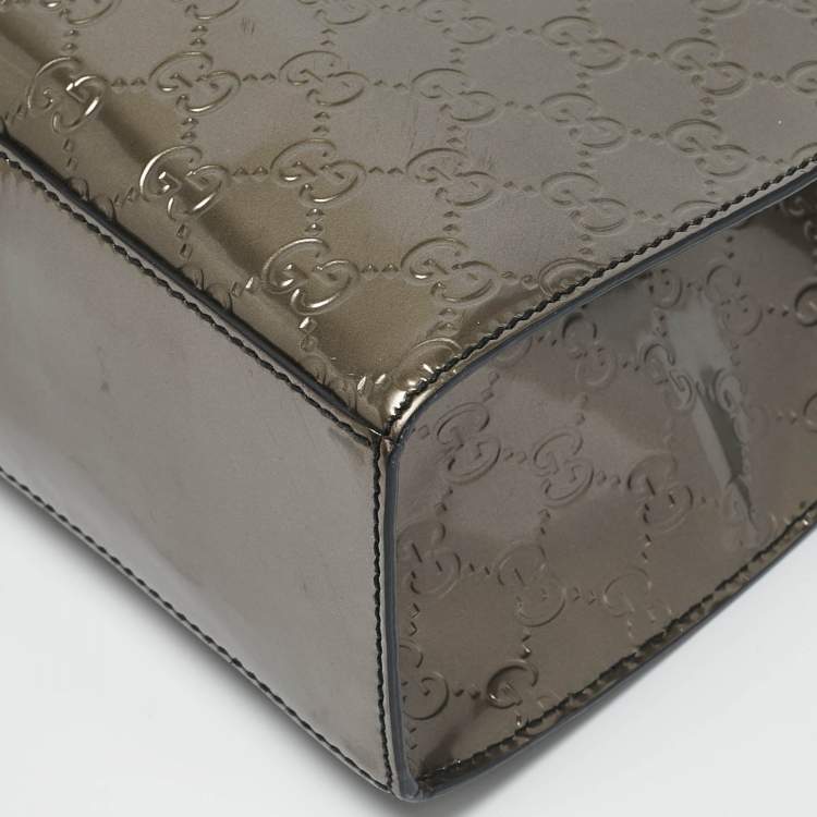 Pre Owned Gucci Metallic Guccissima Patent Leather Large Emily Chain Shoulder Bag