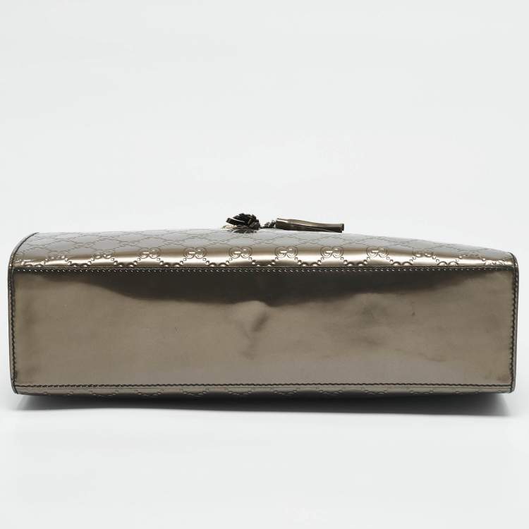 Pre Owned Gucci Metallic Guccissima Patent Leather Large Emily Chain Shoulder Bag
