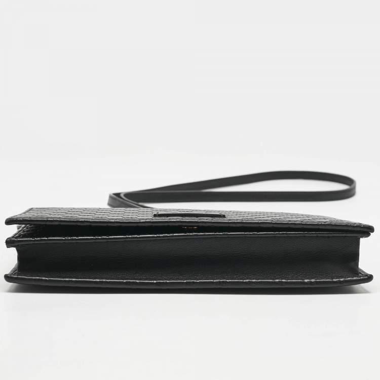 Pre Owned Gucci Black Microguccissima Leather Flap Crossbody Bag