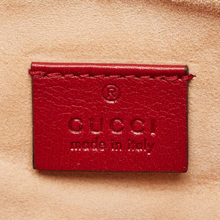 Pre Owned Gucci Red Matelasse Python GG Marmont Zip Pouch 