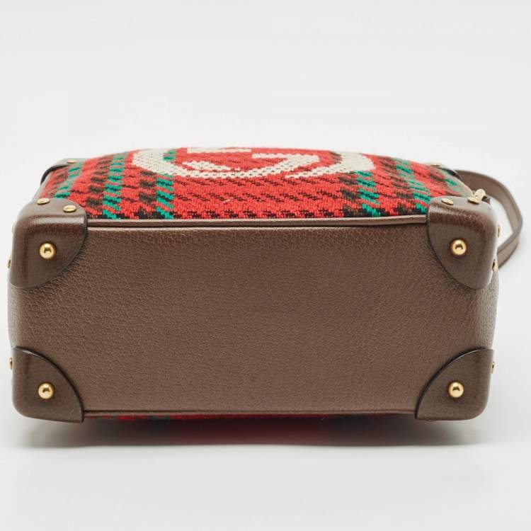 Pre Owned Gucci Multicolor Leather and Tweed Trunk Case Bag