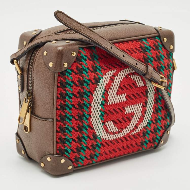 Pre Owned Gucci Multicolor Leather and Tweed Trunk Case Bag