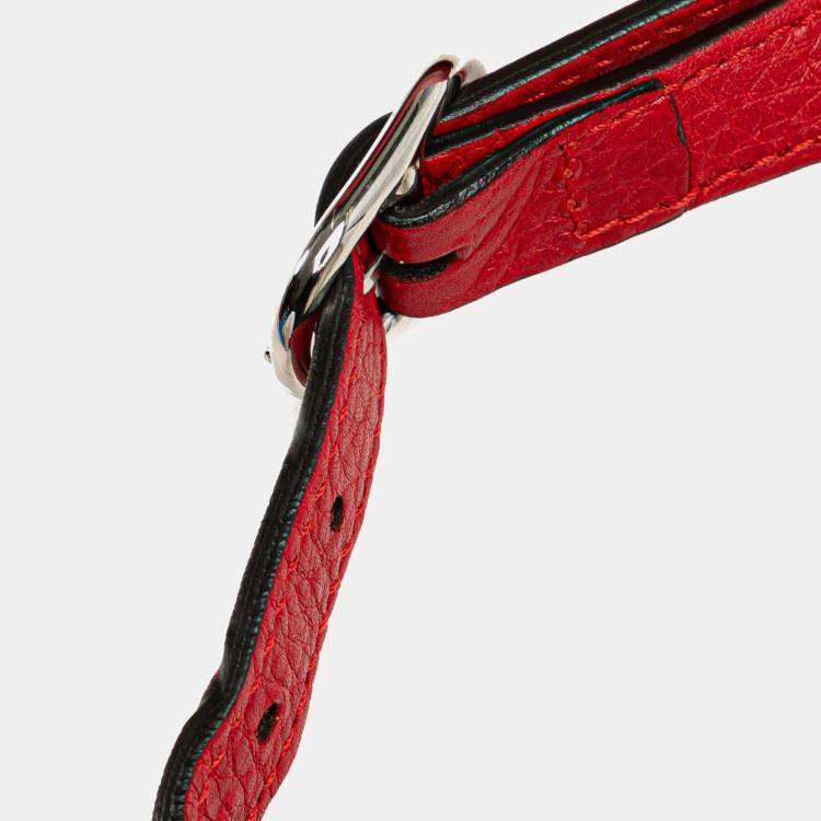 Pre Owned Gucci Red Leather Bamboo Daily Medium Crossbody Bag