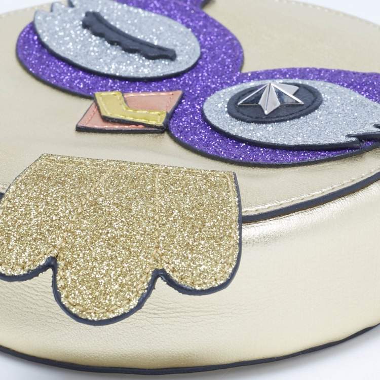Pre Owned Gucci Gold Glitter and Leather Middle East Exclusive Owl Crossbody Bag