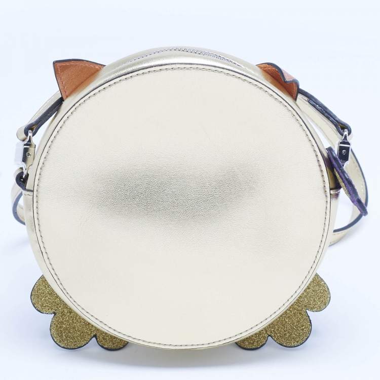 Pre Owned Gucci Gold Glitter and Leather Middle East Exclusive Owl Crossbody Bag