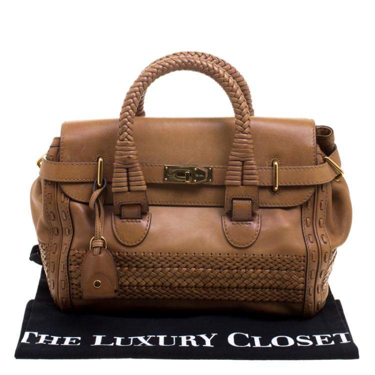 Pre Owned Gucci Brown Leather Medium Handmade Top Handle Satchel