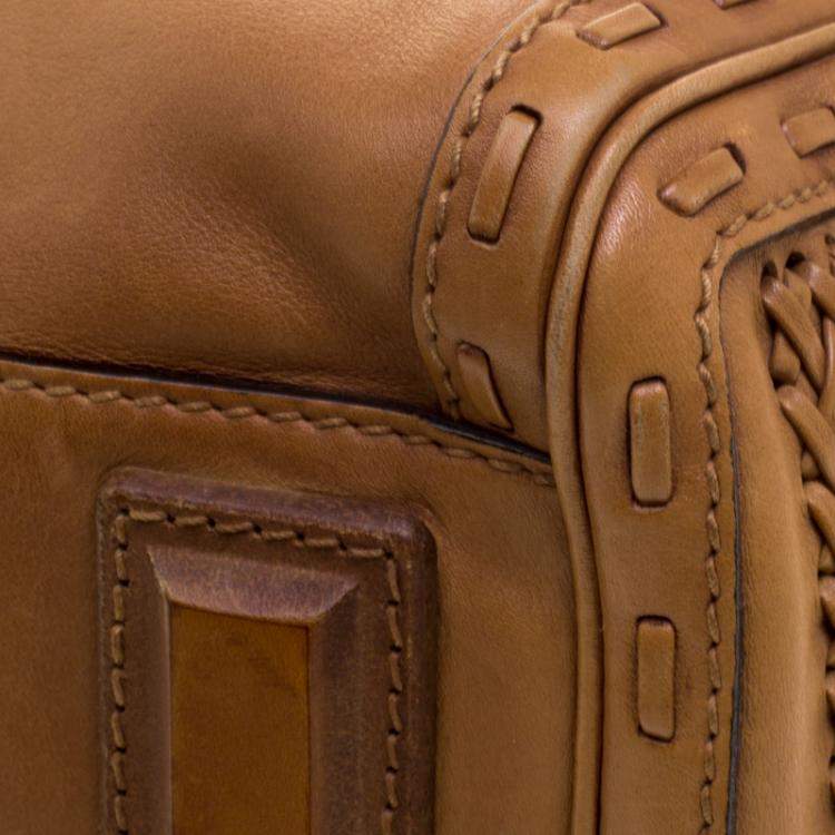 Pre Owned Gucci Brown Leather Medium Handmade Top Handle Satchel