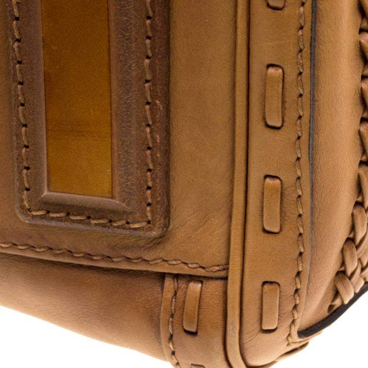 Pre Owned Gucci Brown Leather Medium Handmade Top Handle Satchel