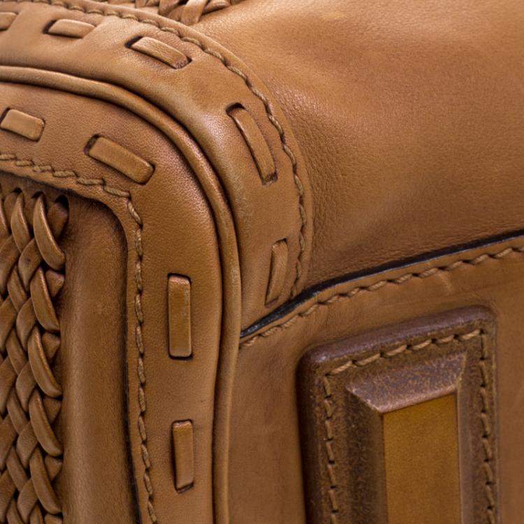Pre Owned Gucci Brown Leather Medium Handmade Top Handle Satchel
