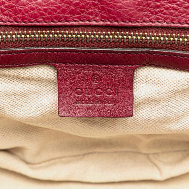 Pre Owned Gucci Red Small Leather New Bamboo Satchel