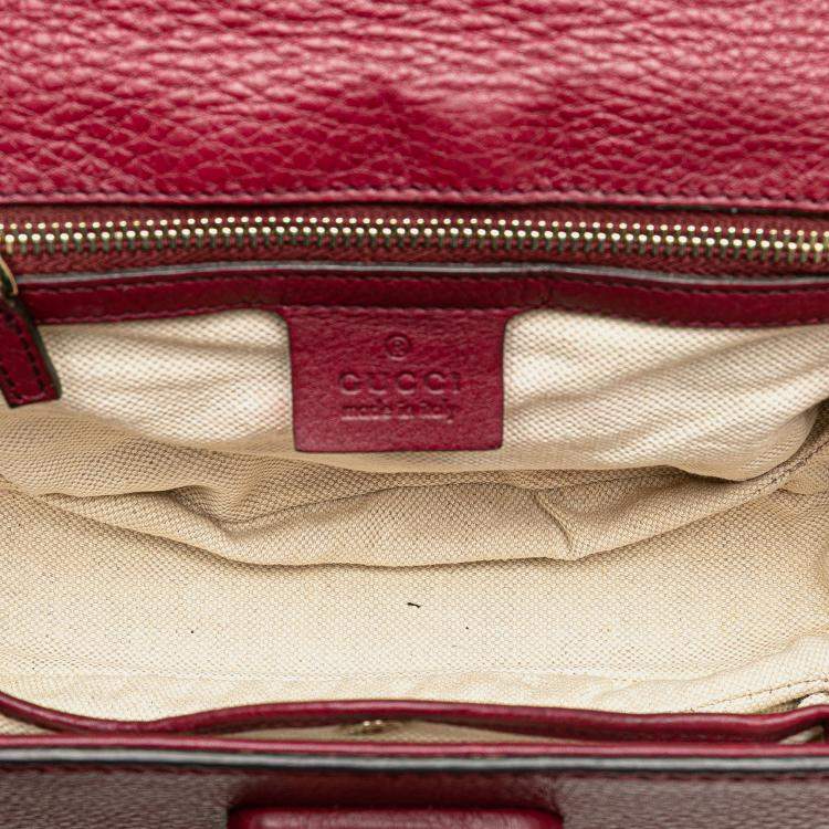 Pre Owned Gucci Red Small Leather New Bamboo Satchel